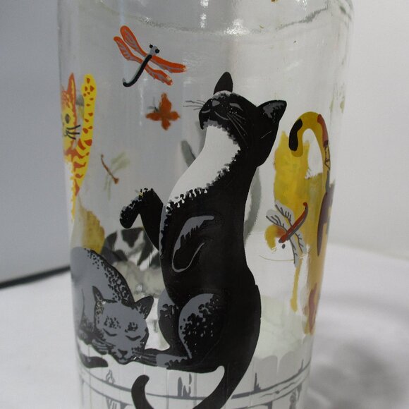 Set of 4 Anchor Hocking Cats on a Fence Playful Kittens Glass Drinking Cups - Picture 12 of 12